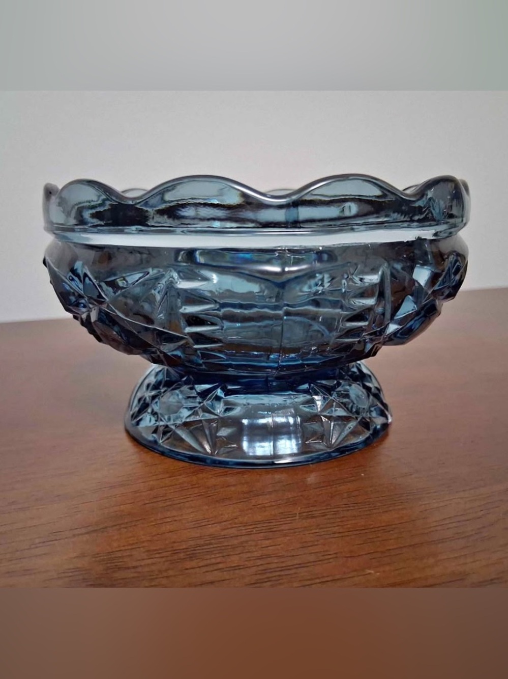 Stars and Bars Fairy Lamp COLONIAL BLUE BASE - Vintage Indiana Glass